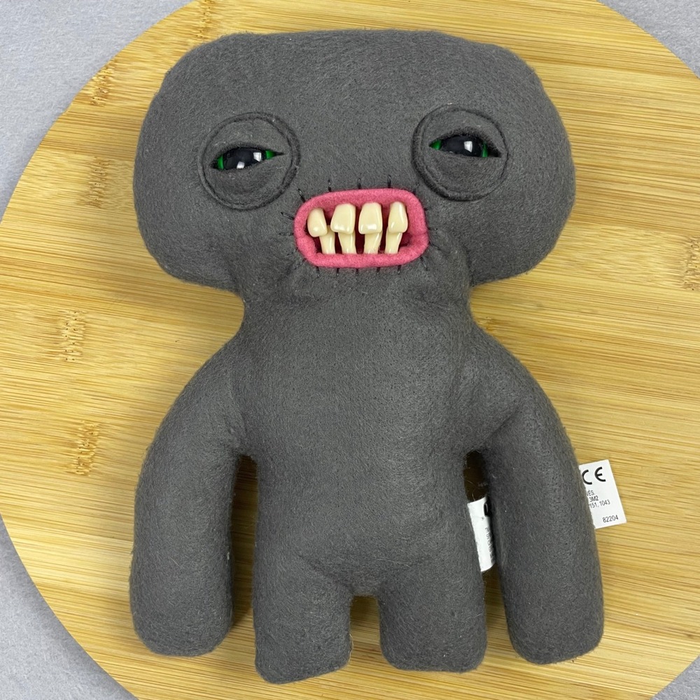 Fuggler Creepy Gray Plush Doll with‎ Teeth Handmade Unique Gothic Horror Toy